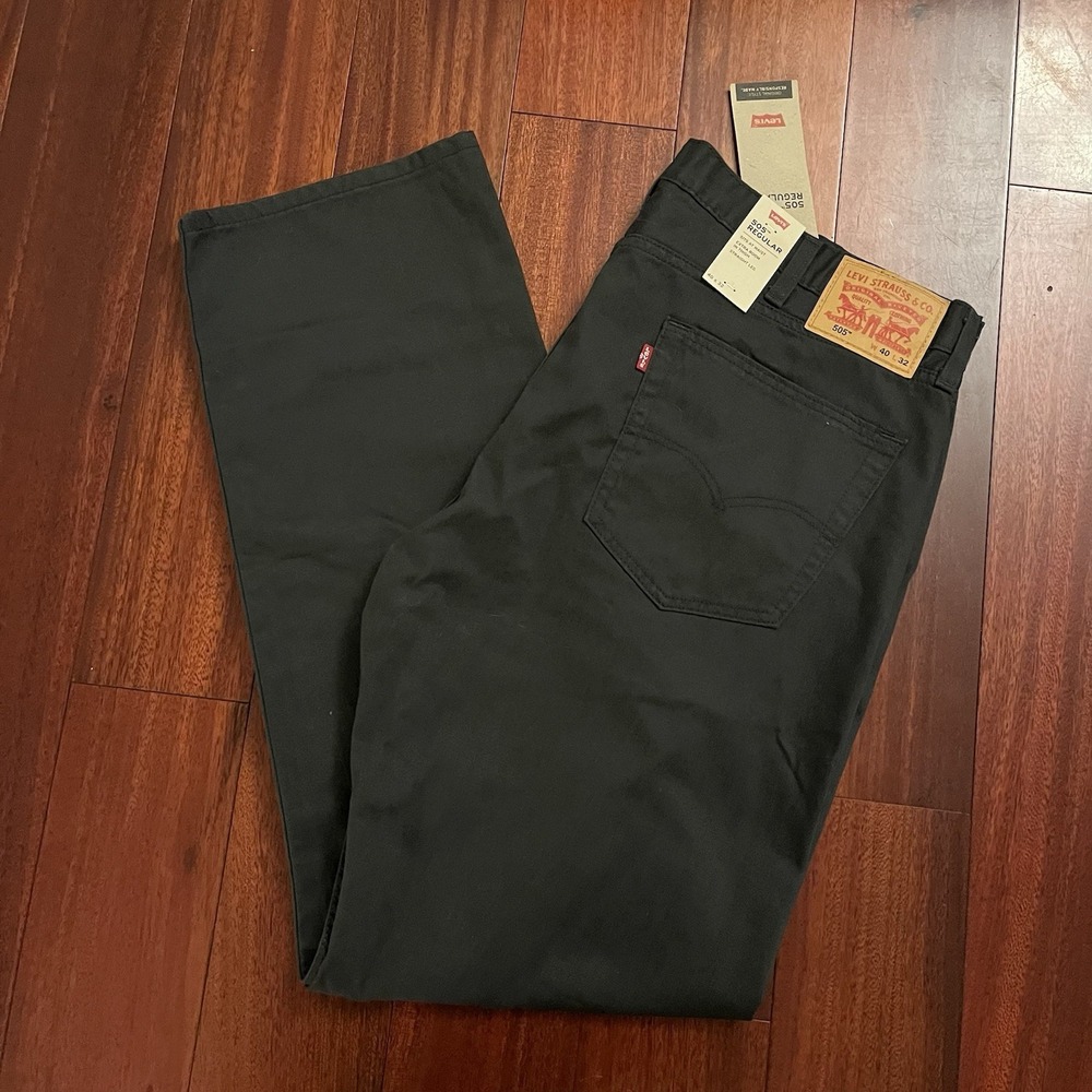 Levis Jeans Men 40x32 Black Denim Regular Straight Leg Dark Wash 100% Cotton NWT